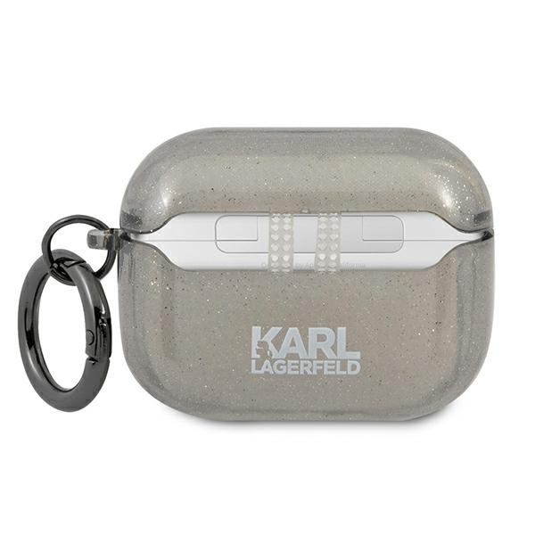 KARL Puzdro Apple AirPods Pro Cover Glitter Karl`s Head Black Case